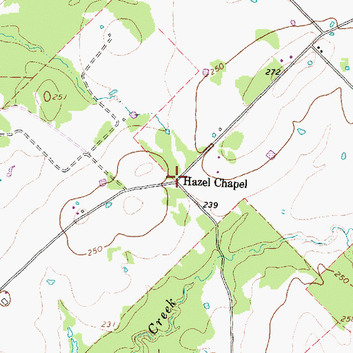 Topographic Map of Hazel Chapel, TX