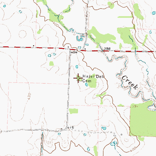 Topographic Map of Hazel Dell Cemetery, TX