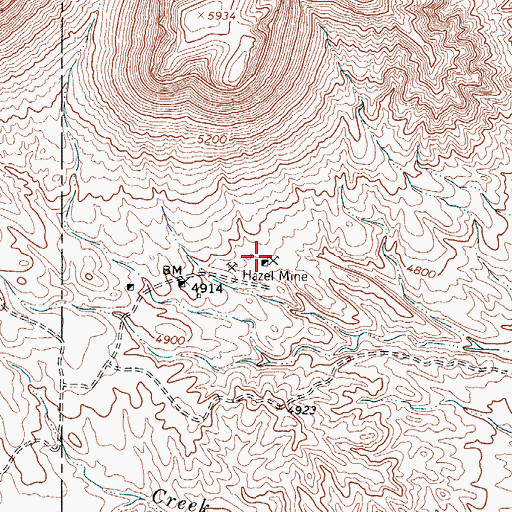 Topographic Map of Hazel Mine, TX