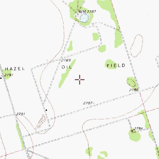 Topographic Map of Hazel Oil Field, TX