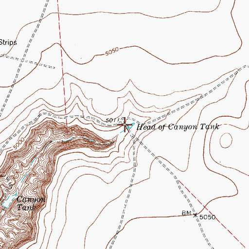 Topographic Map of Head of Canyon Tank, TX