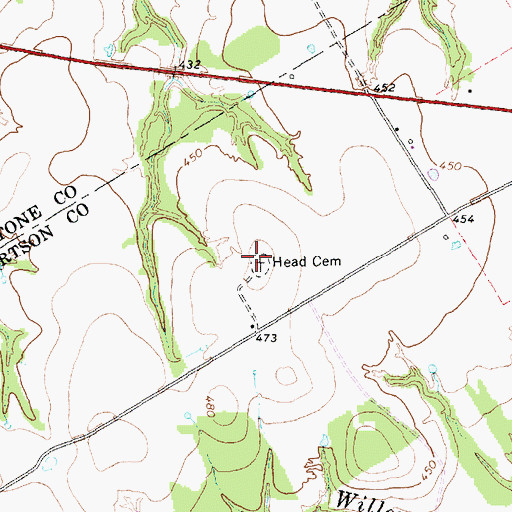 Topographic Map of Head Cemetery, TX