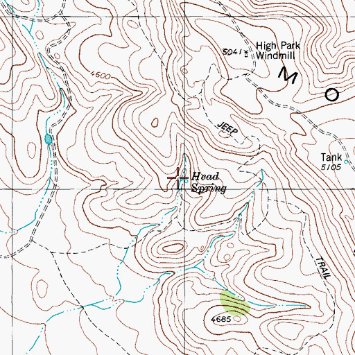 Topographic Map of Head Spring, TX