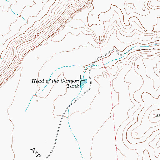 Topographic Map of Head-of-the-Canyon Tank, TX
