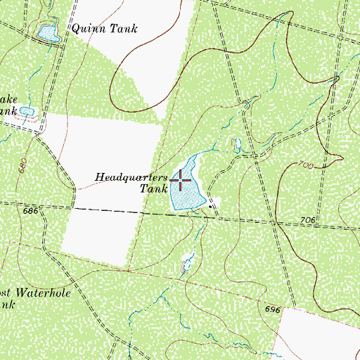 Topographic Map of Headquarters Tank, TX