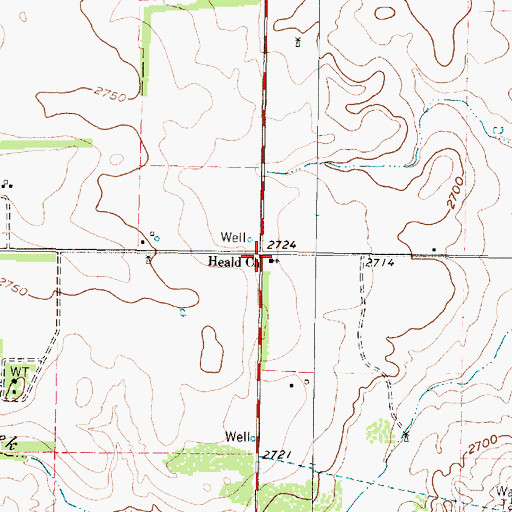 Topographic Map of Heald Church, TX