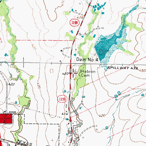 Topographic Map of Hebron Cemetery, TX