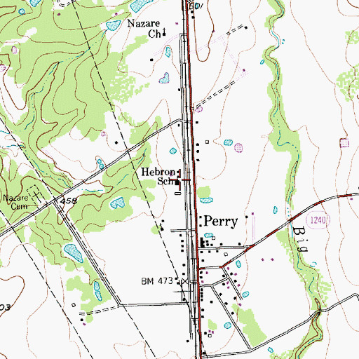 Topographic Map of Hebron School, TX