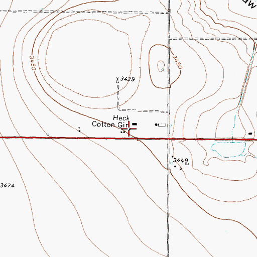 Topographic Map of Heck Cotton Gin, TX