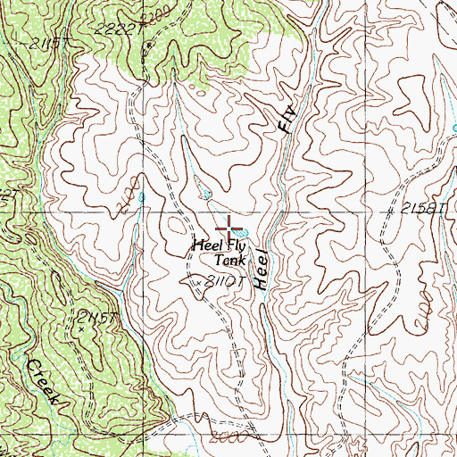 Topographic Map of Heel Fly Tank, TX