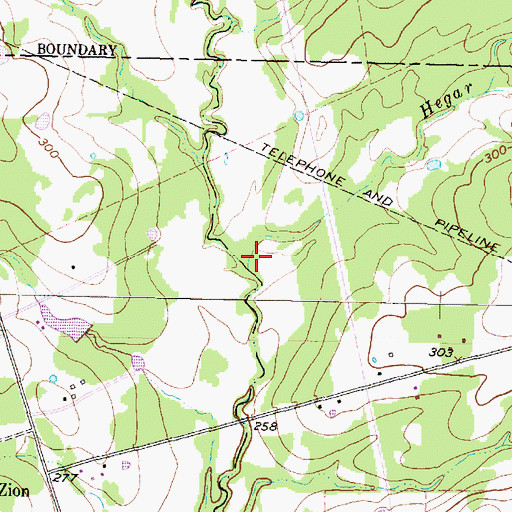 Topographic Map of Hegar Branch, TX