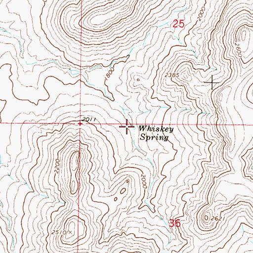 Topographic Map of Whiskey Spring, AZ