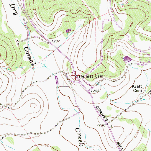 Topographic Map of Heimer Cemetery, TX