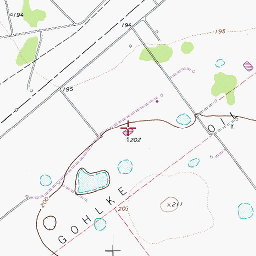Topographic Map of Helen Gohlke Oil Field, TX