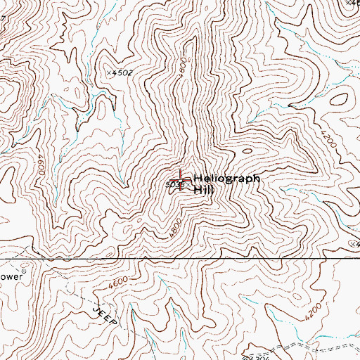 Topographic Map of Heliograph Hill, TX