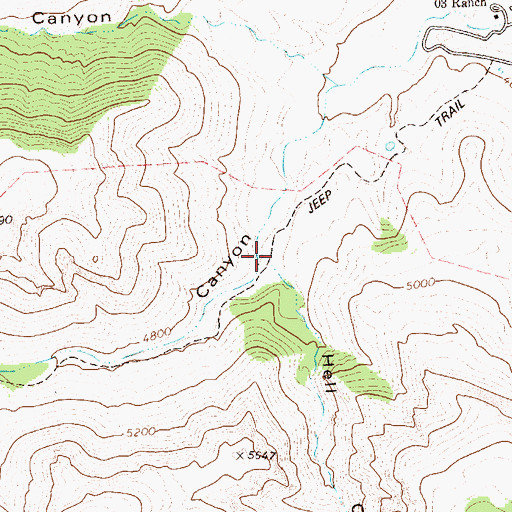 Topographic Map of Hell Canyon, TX