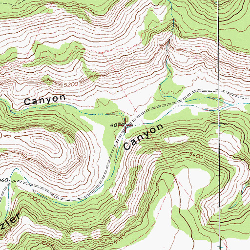 Topographic Map of Hells Canyon, TX
