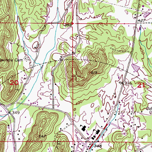 Topographic Map of Gaslight Mine, AL