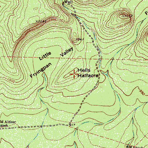 Topographic Map of Hells Halfacre, TX