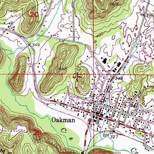 Topographic Map of Oakman Mine, AL