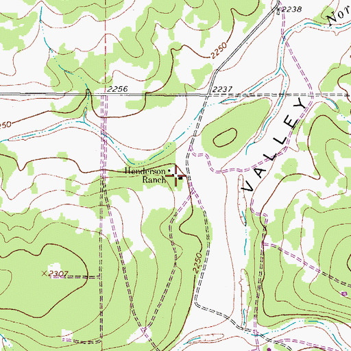 Topographic Map of Henderson Ranch, TX