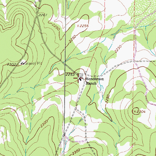 Topographic Map of Henderson Ranch, TX