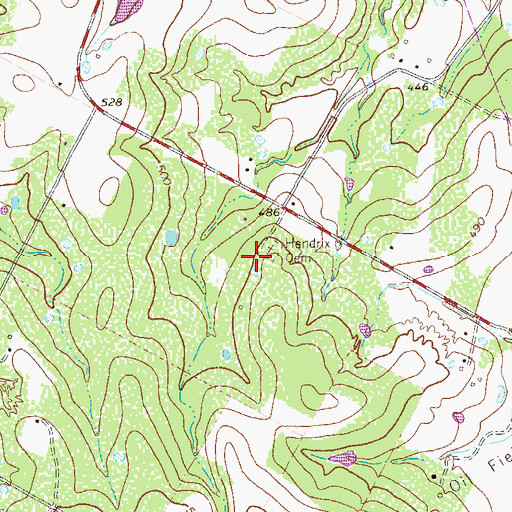 Topographic Map of Hendrix Cemetery, TX