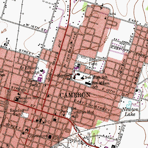 Topographic Map of Henmison School, TX