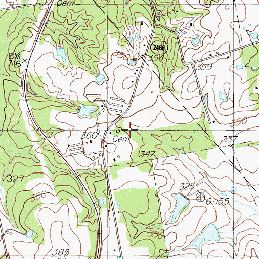Topographic Map of Henrietta Cemetery, TX