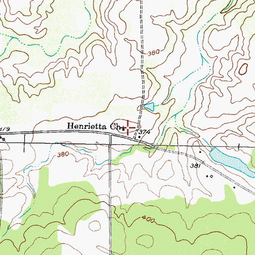 Topographic Map of Henrietta Church, TX