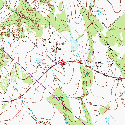 Topographic Map of Henry Cemetery, TX