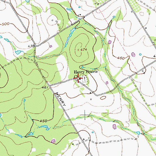 Topographic Map of Henry Prairie Church, TX