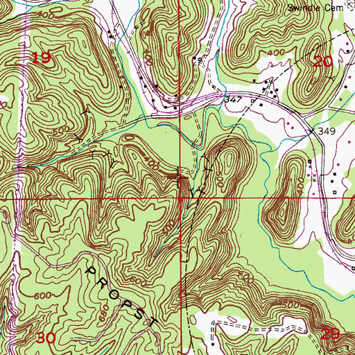 Topographic Map of Theron Wood Mine, AL
