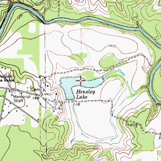 Topographic Map of Hensley Lake, TX