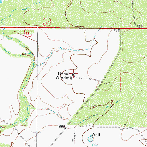 Topographic Map of Hensley Windmill, TX