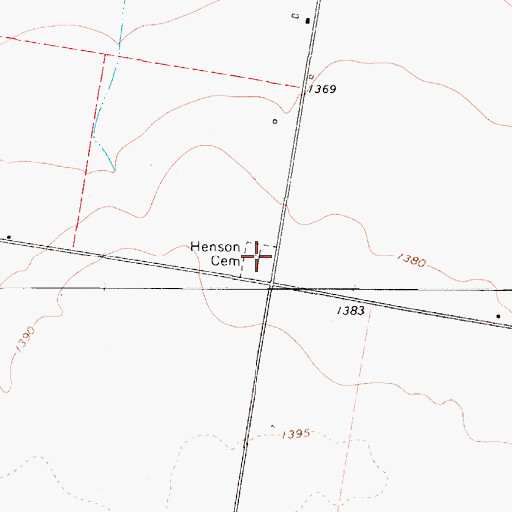 Topographic Map of Henson Cemetery, TX