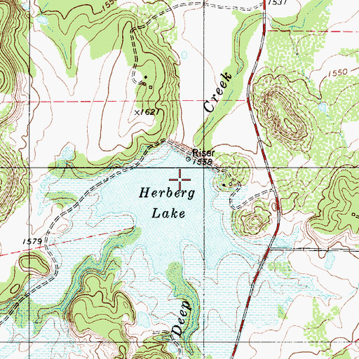 Topographic Map of Herberg Lake, TX