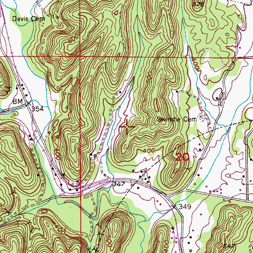 Topographic Map of Cave Number 7 Drift Mine, AL
