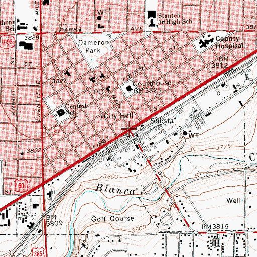 Topographic Map of Hereford, TX