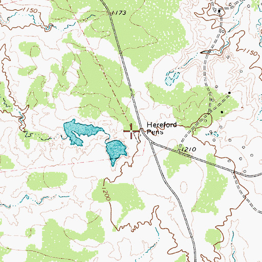 Topographic Map of Hereford Pens, TX