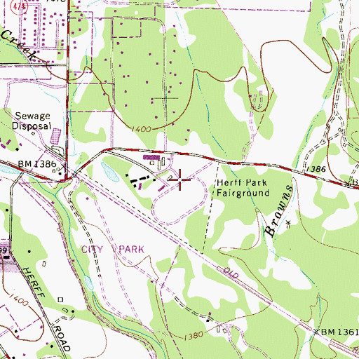 Topographic Map of Herff Park Fairground, TX