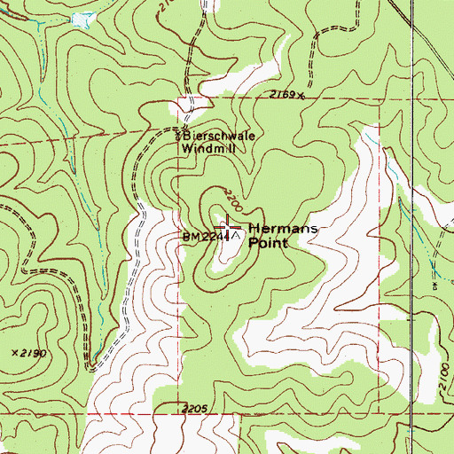 Topographic Map of Hermans Point, TX