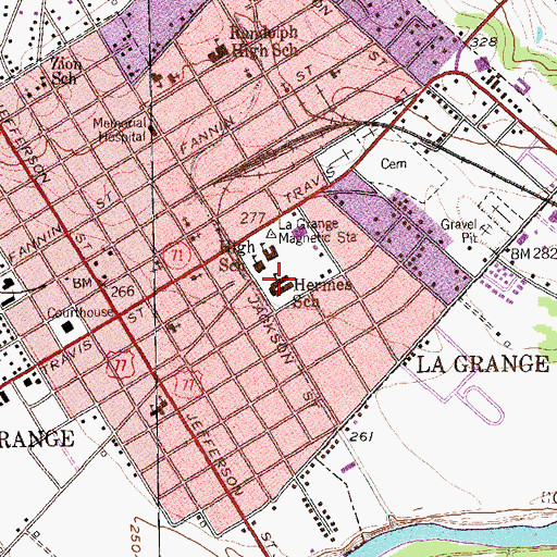 Topographic Map of Hermes School, TX