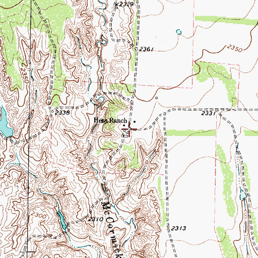 Topographic Map of Hess Ranch, TX