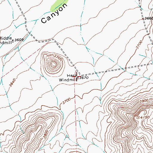 Topographic Map of Hess Windmill, TX