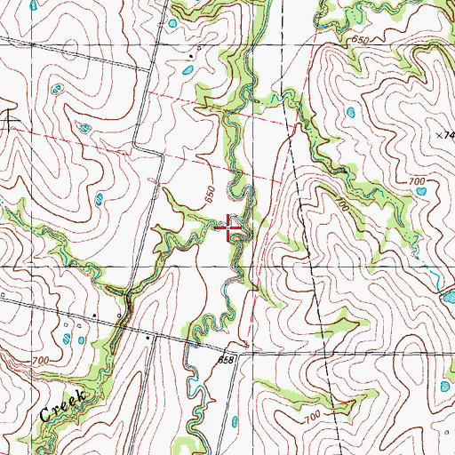 Topographic Map of Hestand Creek, TX