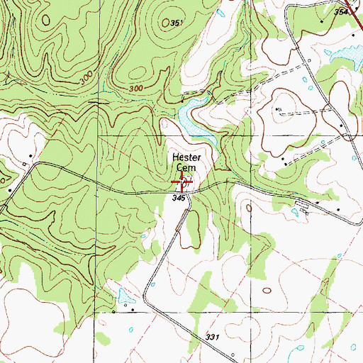 Topographic Map of Hester Cemetery, TX