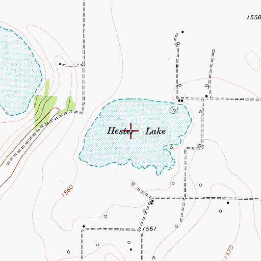 Topographic Map of Hester Lake, TX