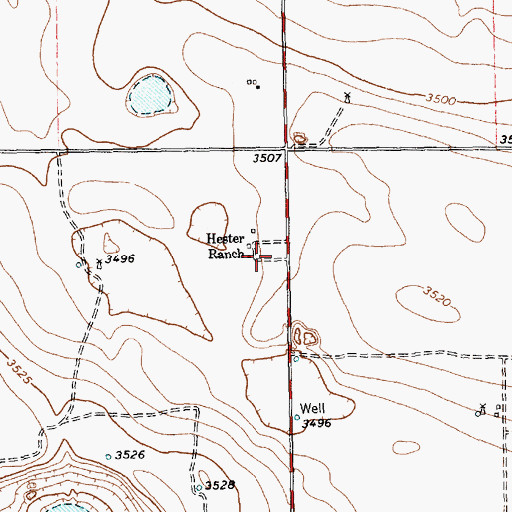 Topographic Map of Hester Ranch, TX