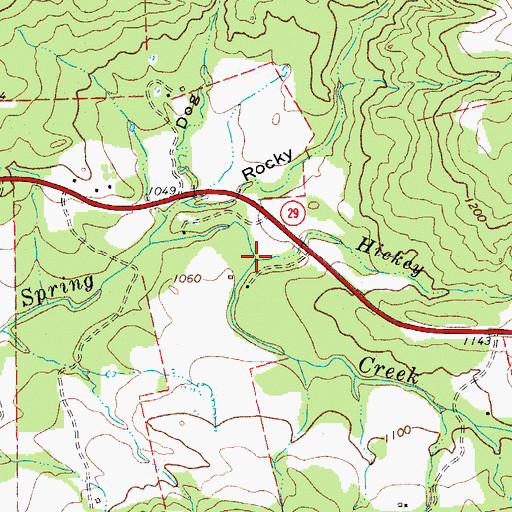Topographic Map of Hickey Branch, TX